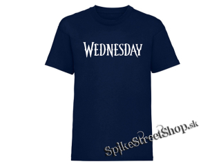 WEDNESDAY - Logo White Nevermore Academy Series - tmavomodré pánske tričko