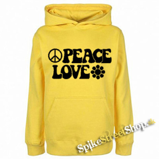 PEACE LOVE - žltá detská mikina