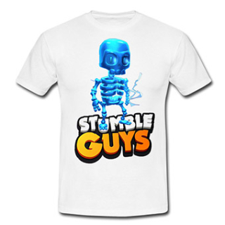 STUMBLE GUYS - Blue Skeleton - biele pánske tričko