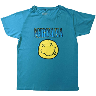 NIRVANA - Xerox Smiley - modré pánske tričko