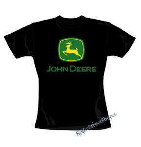 JOHN DEERE - Logo Yellow Green - čierne dámske tričko