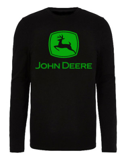 JOHN DEERE - Logo Green - čierne pánske tričko s dlhými rukávmi