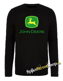 JOHN DEERE - Logo Yellow Green - čierne pánske tričko s dlhými rukávmi