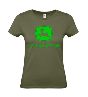JOHN DEERE - Logo Green - khaki dámske tričko