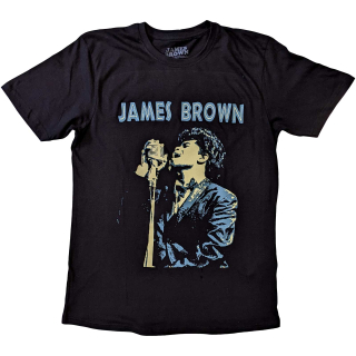 JAMES BROWN - Holding Mic - čierne pánske tričko