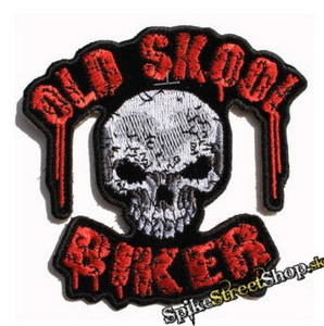 OLD SKOOL BIKER - Skull - nažehlovacia nášivka