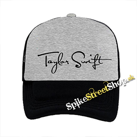 TAYLOR SWIFT - Logo Signature - šedočierna sieťkovaná šiltovka model "Trucker"