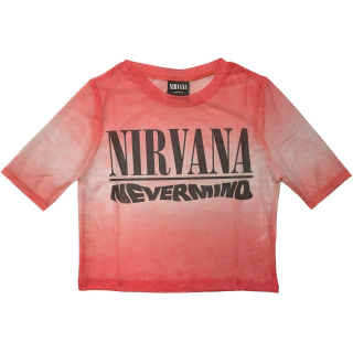NIRVANA - Nevermind Wavy Logo - ružové dámske tričko crop top KR