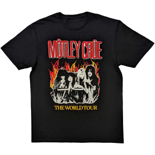 MOTLEY CRUE - Vintage World Tour Flames - čierne pánske tričko