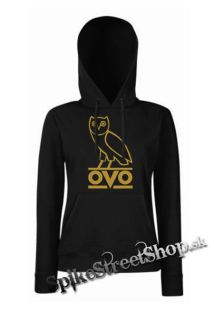 DRAKE - Gold OVO Logo - čierna dámska mikina