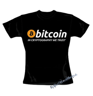 BITCOIN - In Cryptography We Trust - čierne dámske tričko
