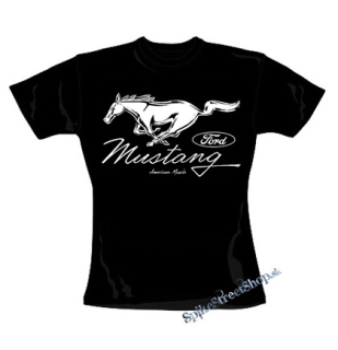 FORD MUSTANG - Horse Logo American Muscle - čierne dámske tričko