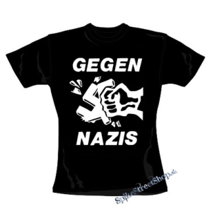 GEGEN NAZIS - čierne dámske tričko
