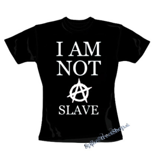 I AM NOT A SLAVE - White - čierne dámske tričko