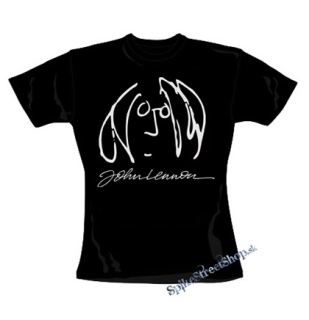 JOHN LENNON - Face & Signature - čierne dámske tričko