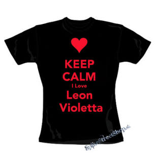 KEEP CALM I LOVE LEON VIOLETTA - čierne dámske tričko