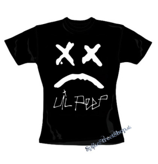 LIL PEEP - Sad Face And Logo - čierne dámske tričko
