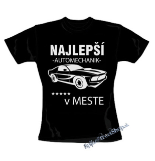 NAJLEPŠÍ AUTOMECHANIK V MESTE - čierne dámske tričko