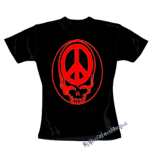 PEACE SKULL - čierne dámske tričko