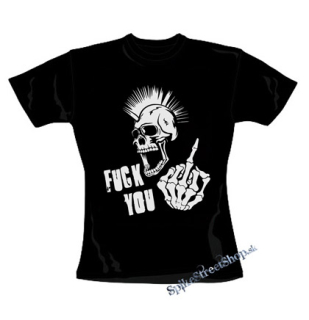 PUNK SKULL - Fuck You - čierne dámske tričko