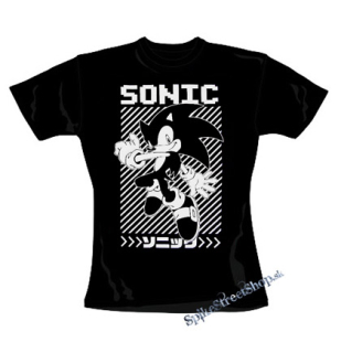 SONIC THE HEDGEHOG - Ježko Sonic - čierne dámske tričko