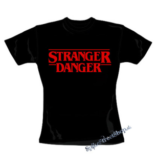 STRANGER DANGER - Red Logo - čierne dámske tričko
