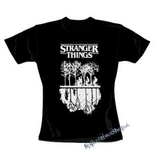 STRANGER THINGS - Upside Down - čierne dámske tričko