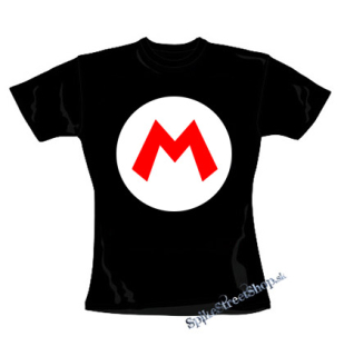 SUPER MARIO - Logo Crest - čierne dámske tričko