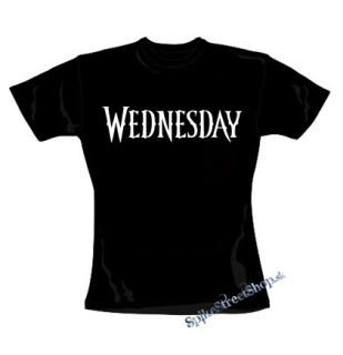 WEDNESDAY - Logo White Nevermore Academy Series - čierne dámske tričko