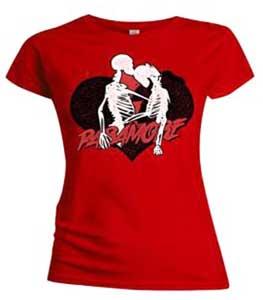 PARAMORE - Skeleton Kiss Ladies Skinny Fit - červené dámske tričko