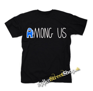 AMONG US - Blue White Logo - čierne detské tričko