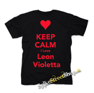 KEEP CALM I LOVE LEON VIOLETTA - čierne detské tričko