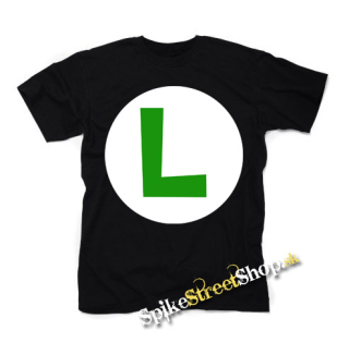 SUPER MARIO - Luigi Logo - čierne detské tričko