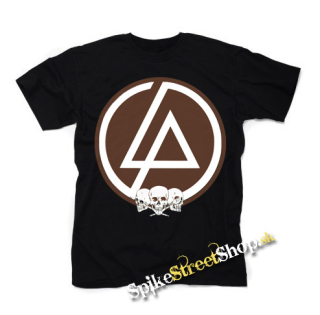LINKIN PARK - Brown Logo & Skulls - pánske tričko