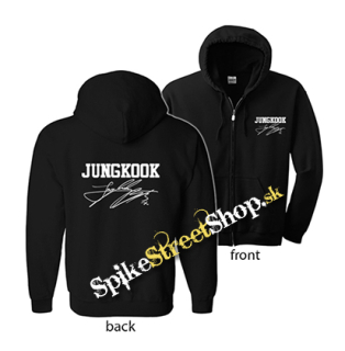 JUNGKOOK - Logo & Signature - čierna detská mikina na zips