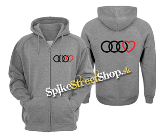 AUDI - Love - šedá pánska mikina na zips