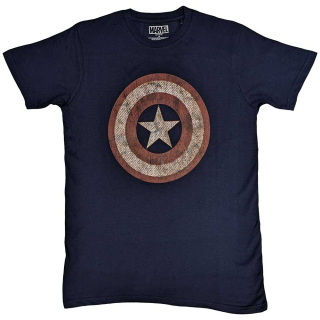 MARVEL COMICS - Captain America Embroidered Shield - modré pánske tričko