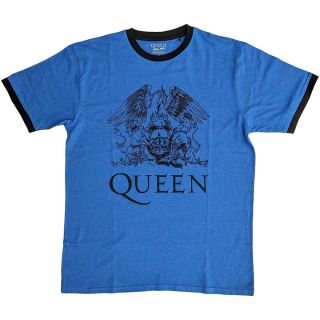 QUEEN - Crest Logo - modré pánske tričko