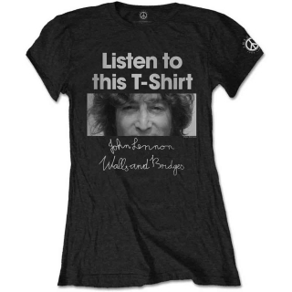 JOHN LENNON - Listen Lady - čierne dámske tričko