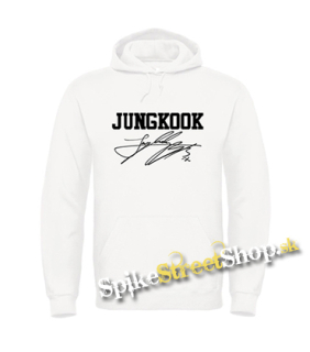 Biela detská mikina JUNGKOOK - Logo & Signature