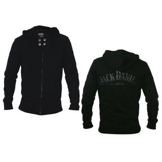 JACK DANIELS - Zipper Hoodie With Logo Black - čierna pánska mikina