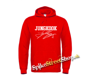 JUNGKOOK - Logo & Signature - červená pánska mikina