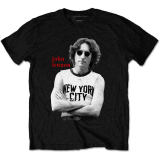JOHN LENNON - New York City B&W - čierne pánske tričko