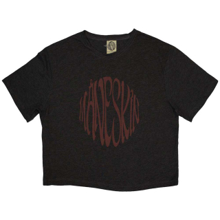 MANESKIN - Warped Logo - čierne dámske tričko crop top KR