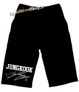 Kraťasy JUNGKOOK - Logo & Signature - Voľné sieťované čierne letné šortky