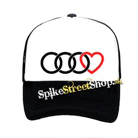 AUDI - Love - čiernobiela sieťkovaná šiltovka model "Trucker"