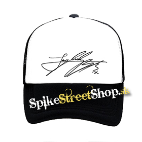 JUNGKOOK - Signature - čiernobiela sieťkovaná šiltovka model "Trucker"
