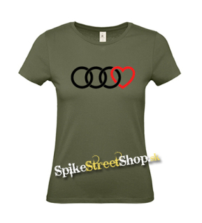 AUDI - Love - khaki dámske tričko