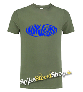 NEWJEANS - Blue Logo - olivové pánske tričko