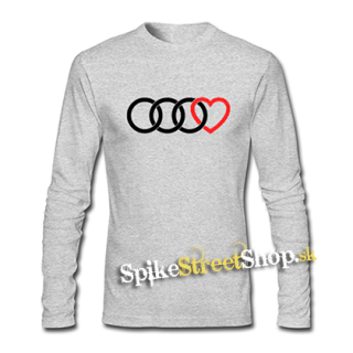 AUDI - Love - šedé pánske tričko s dlhými rukávmi